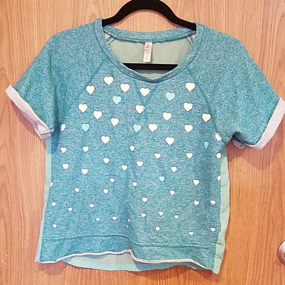 Xhilaration short sleeve sweater teal with hearts